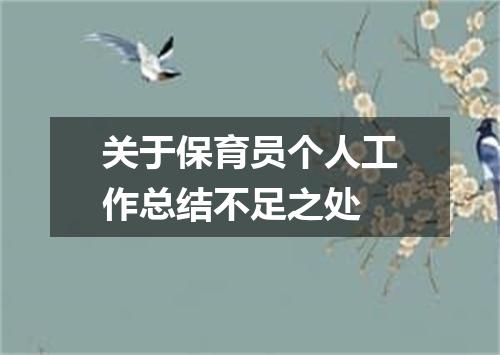 关于保育员个人工作总结不足之处