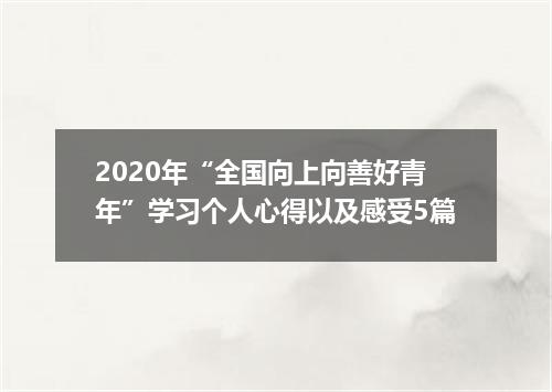 2020年“全国向上向善好青年”学习个人心得以及感受5篇