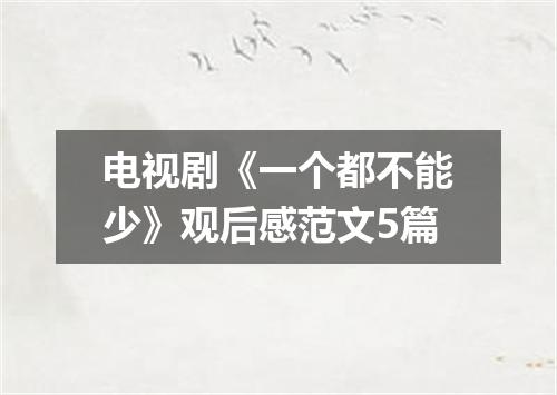 电视剧《一个都不能少》观后感范文5篇