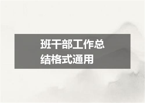 班干部工作总结格式通用