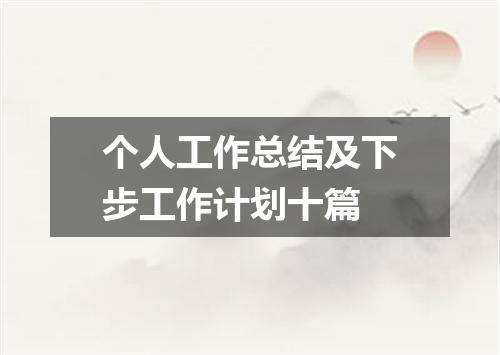个人工作总结及下步工作计划十篇