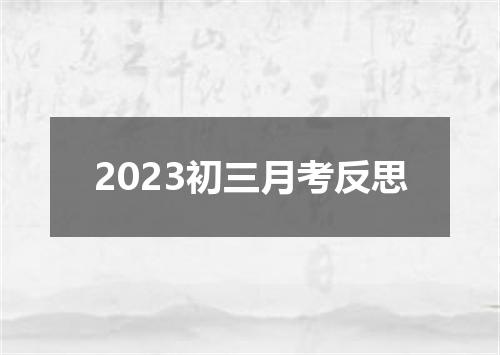 2023初三月考反思