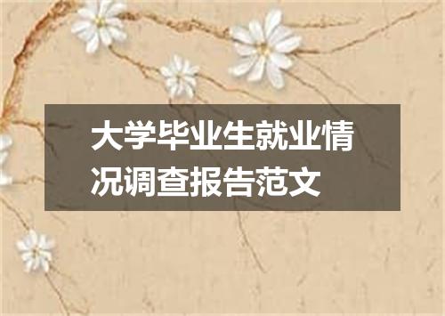 大学毕业生就业情况调查报告范文