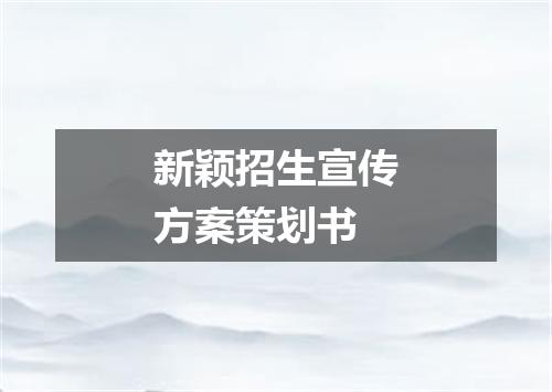 新颖招生宣传方案策划书