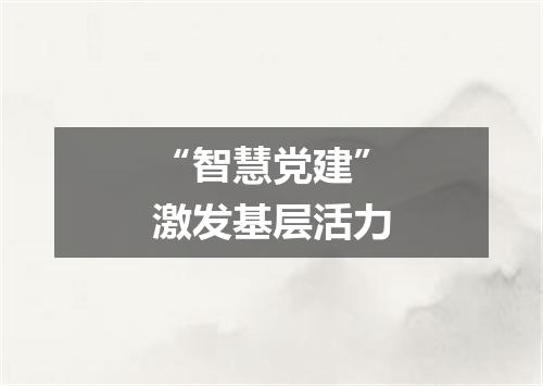 “智慧党建”激发基层活力
