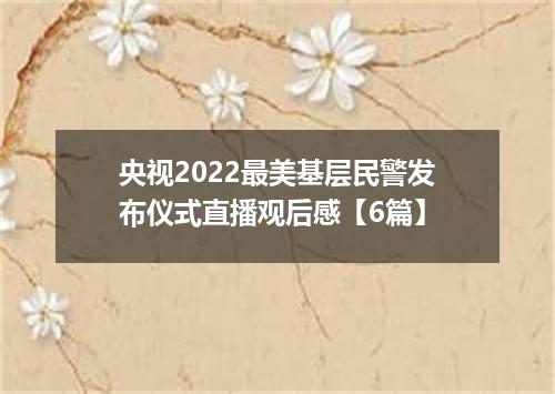 央视2022最美基层民警发布仪式直播观后感【6篇】