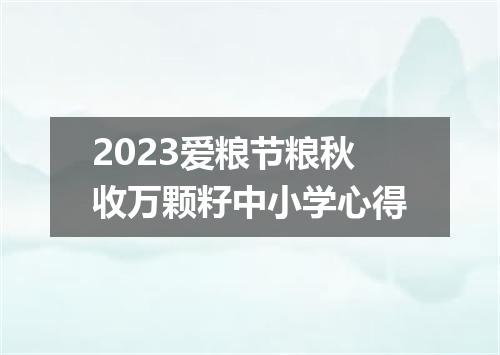 2023爱粮节粮秋收万颗籽中小学心得