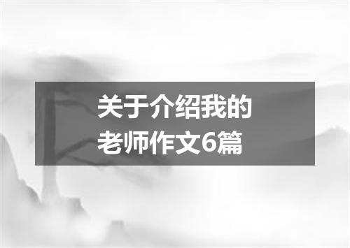 关于介绍我的老师作文6篇