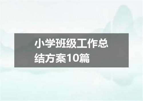 小学班级工作总结方案10篇