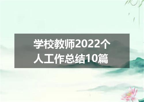 学校教师2022个人工作总结10篇