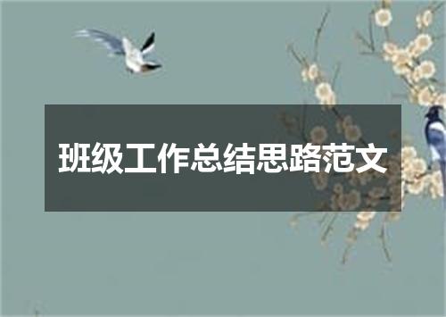 班级工作总结思路范文