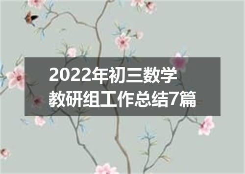 2022年初三数学教研组工作总结7篇