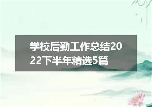 学校后勤工作总结2022下半年精选5篇