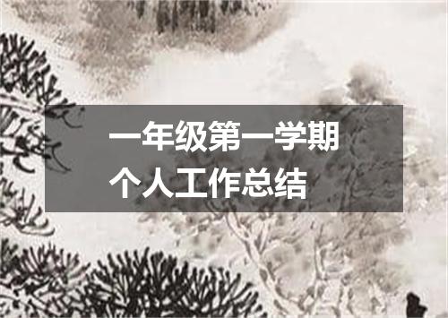 一年级第一学期个人工作总结