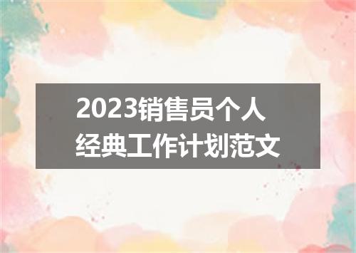 2023销售员个人经典工作计划范文