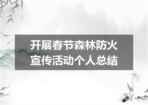 开展春节森林防火宣传活动个人总结