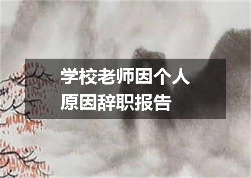 学校老师因个人原因辞职报告