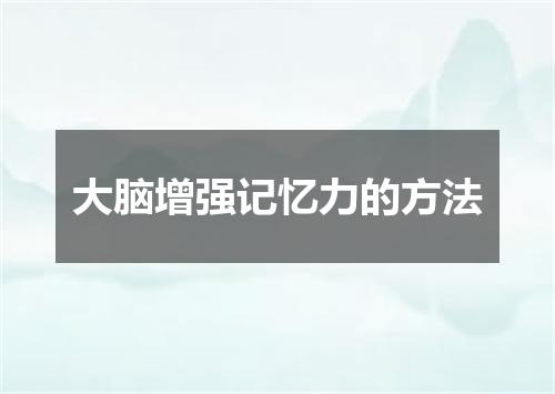 大脑增强记忆力的方法