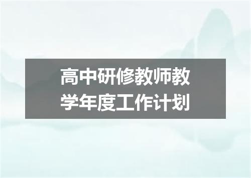 高中研修教师教学年度工作计划