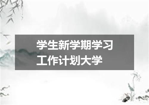 学生新学期学习工作计划大学