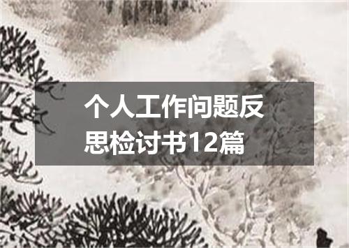个人工作问题反思检讨书12篇