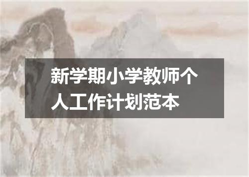 新学期小学教师个人工作计划范本