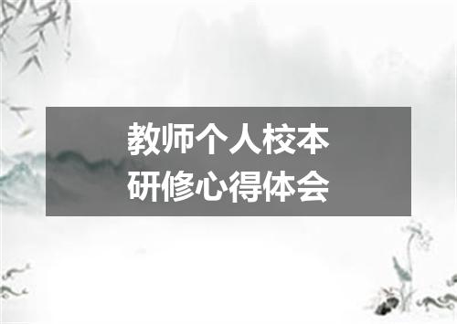 教师个人校本研修心得体会