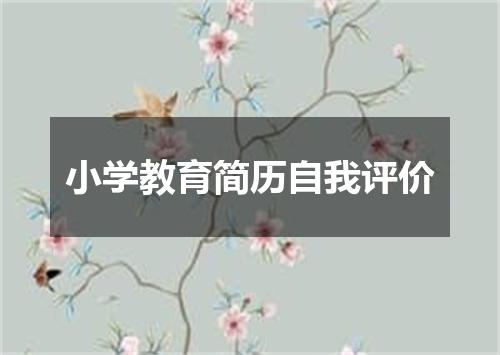 小学教育简历自我评价