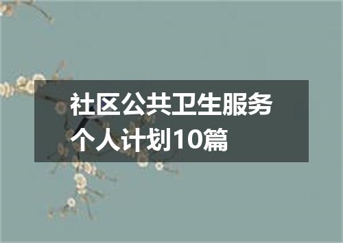 社区公共卫生服务个人计划10篇