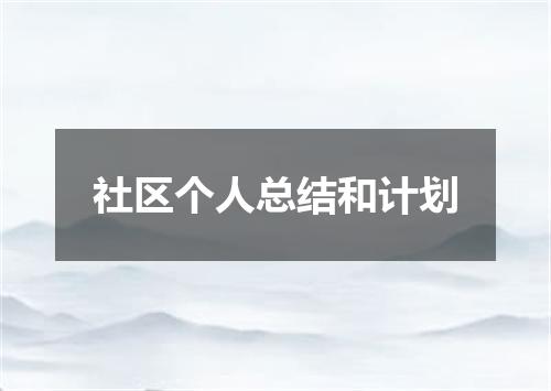 社区个人总结和计划