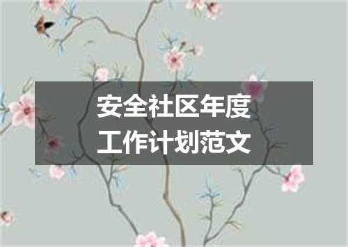 安全社区年度工作计划范文