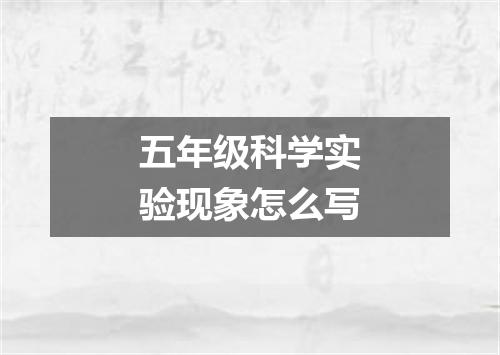 五年级科学实验现象怎么写