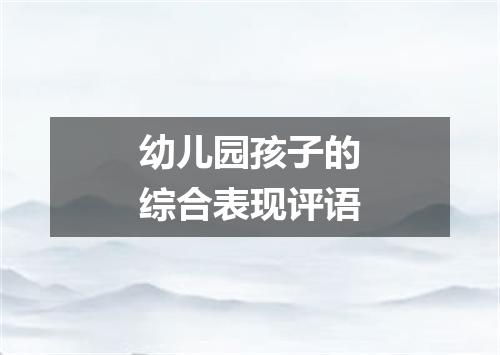 幼儿园孩子的综合表现评语
