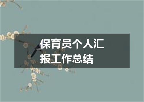 保育员个人汇报工作总结