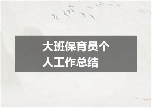 大班保育员个人工作总结