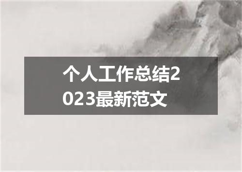 个人工作总结2023最新范文