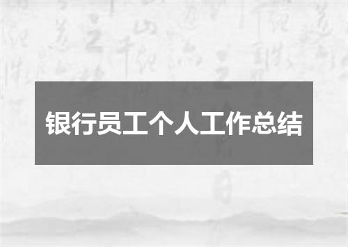 银行员工个人工作总结
