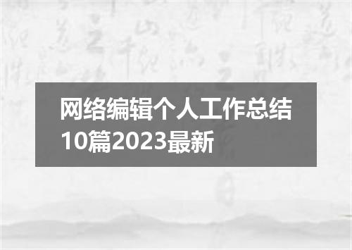 网络编辑个人工作总结10篇2023最新