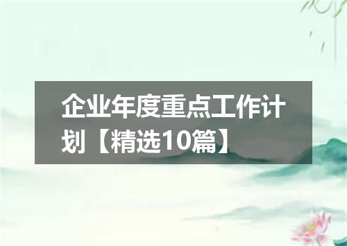 企业年度重点工作计划【精选10篇】