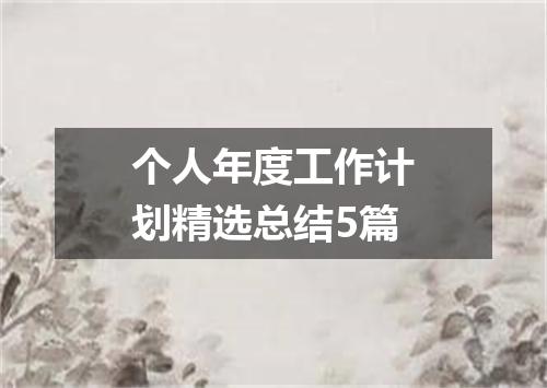 个人年度工作计划精选总结5篇