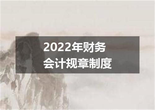 2022年财务会计规章制度