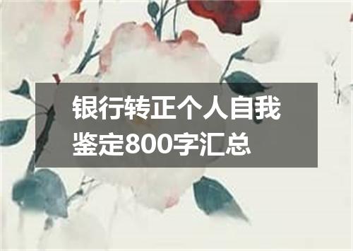 银行转正个人自我鉴定800字汇总