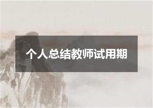 个人总结教师试用期
