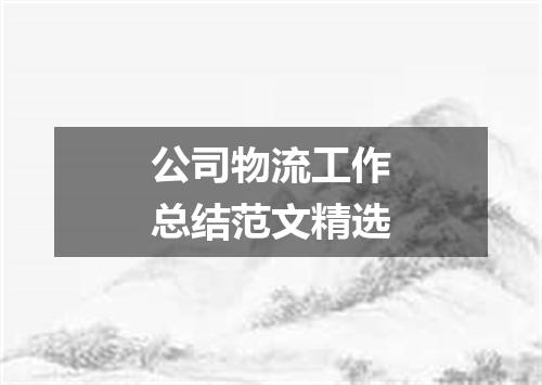 公司物流工作总结范文精选