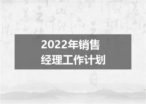 2022年销售经理工作计划