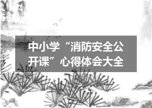 中小学“消防安全公开课”心得体会大全