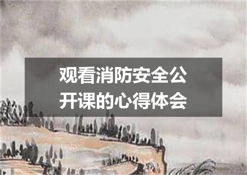 观看消防安全公开课的心得体会