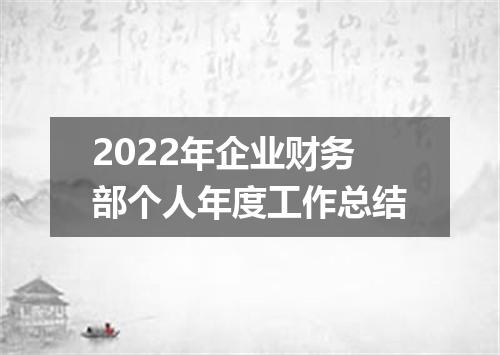 2022年企业财务部个人年度工作总结