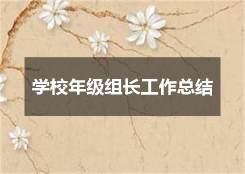 学校年级组长工作总结