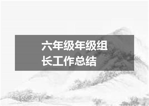 六年级年级组长工作总结